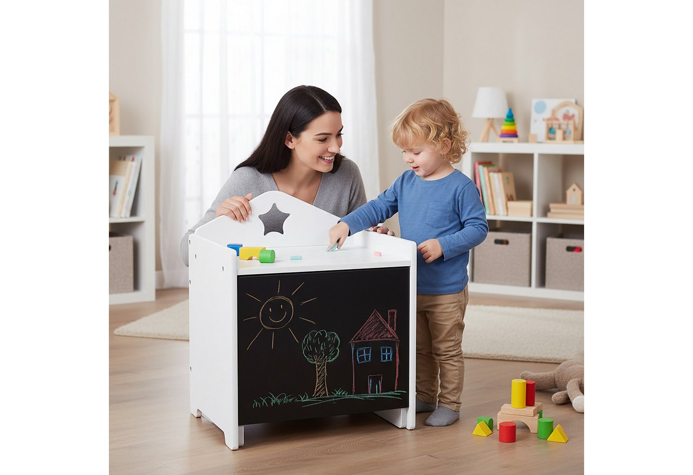 relaxdays Kindersitzgruppe 2-teilige Kindersitzgruppe mit Tafel, (2-tlg) – Bild 3 von 5
