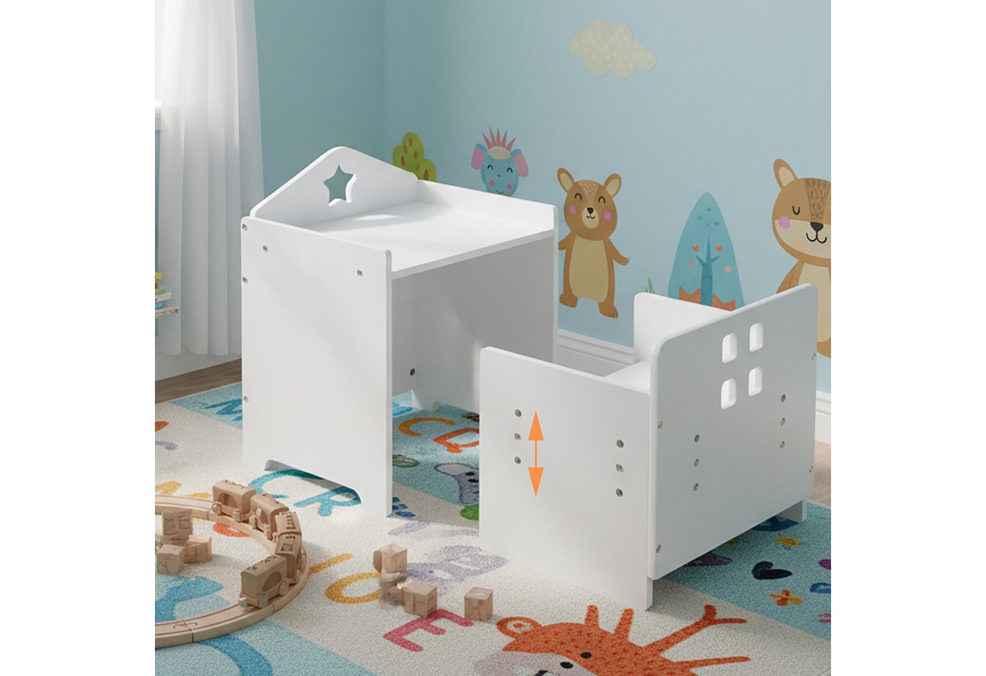 relaxdays Kindersitzgruppe 2-teilige Kindersitzgruppe mit Tafel, (2-tlg) – Bild 5 von 5