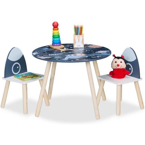 relaxdays Kindersitzgruppe 3-teilige Kindersitzgruppe Space Dino, (3-tlg)