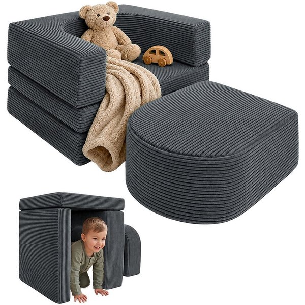 relaxdays Kindersitzgruppe 4-tlg. Kindersessel modular, (4-tlg), Anthrazit
