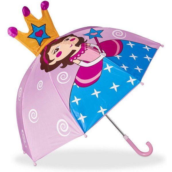 relaxdays Kinderwagenschirm Kinderregenschirm mit 3D Motiv, Prinzessin