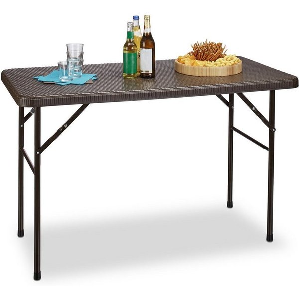 relaxdays Klapptisch Gartentisch klappbar BASTIAN (1-St), Braun, Rechteckig