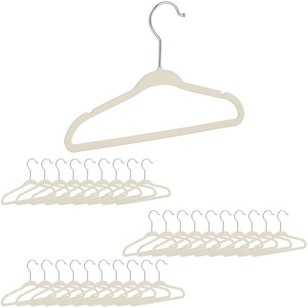 relaxdays Kleiderbügel Kinderkleiderbügel Samt, (30er Set, 30-tlg), weiß, 30er-Pack