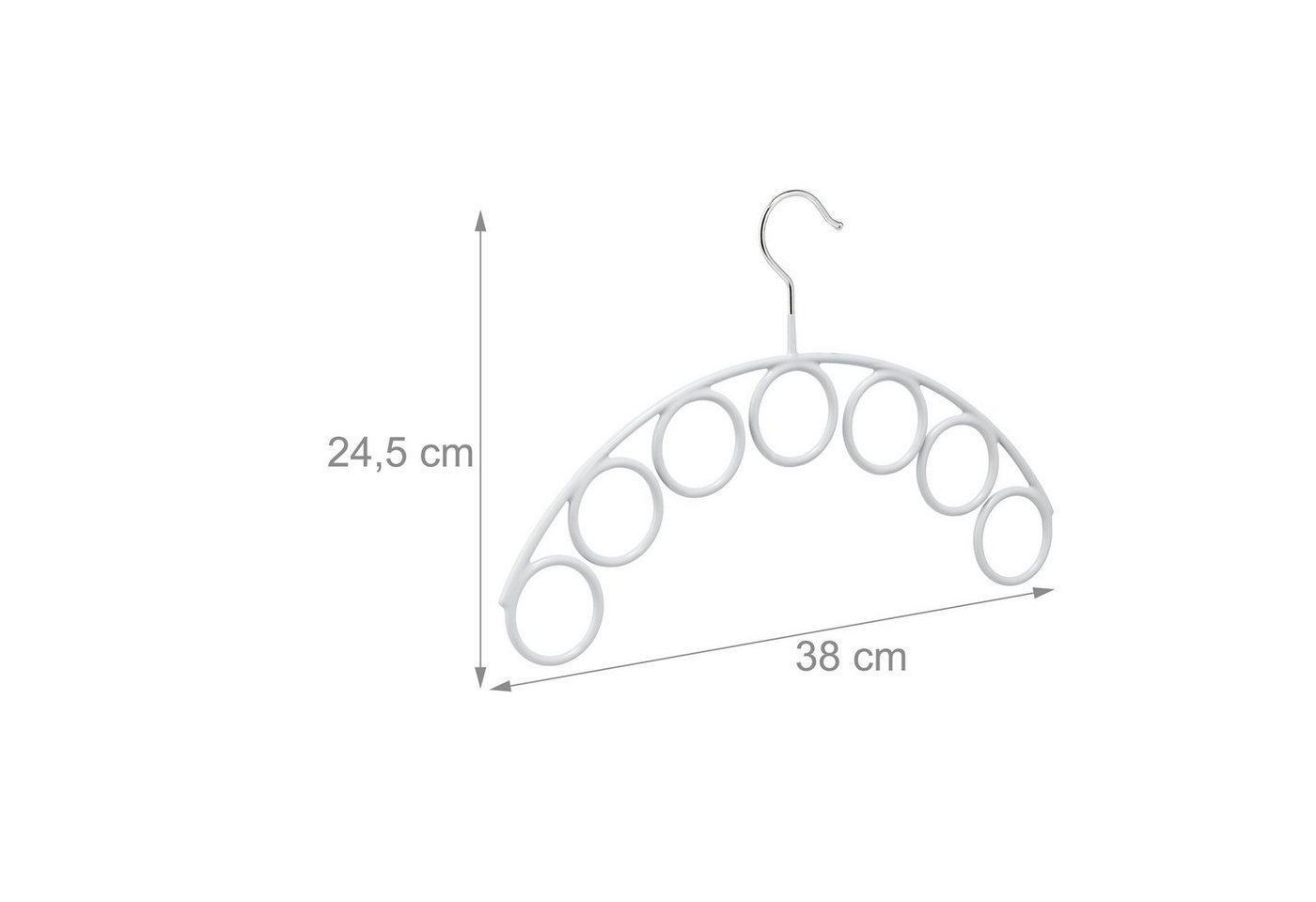 relaxdays Kleiderbügel Schalhalter mit 7 Ringen, (1-tlg) – Bild 4 von 5