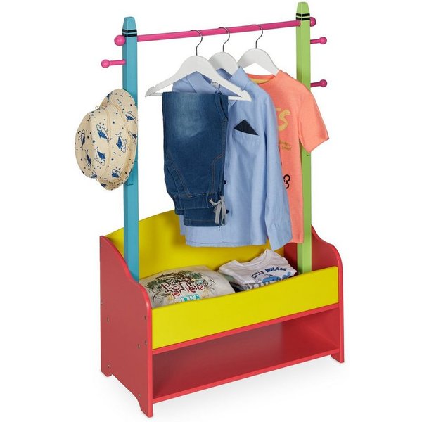 relaxdays Kleiderständer Kinder Kleiderständer mit Ablagen, (1 St)