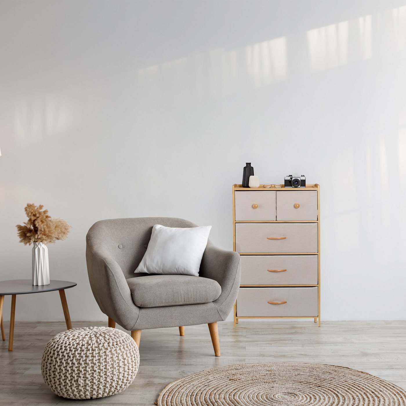 relaxdays Kommode Bambus Kommode 5 Schubladen (1 St), Beige – Bild 2 von 5