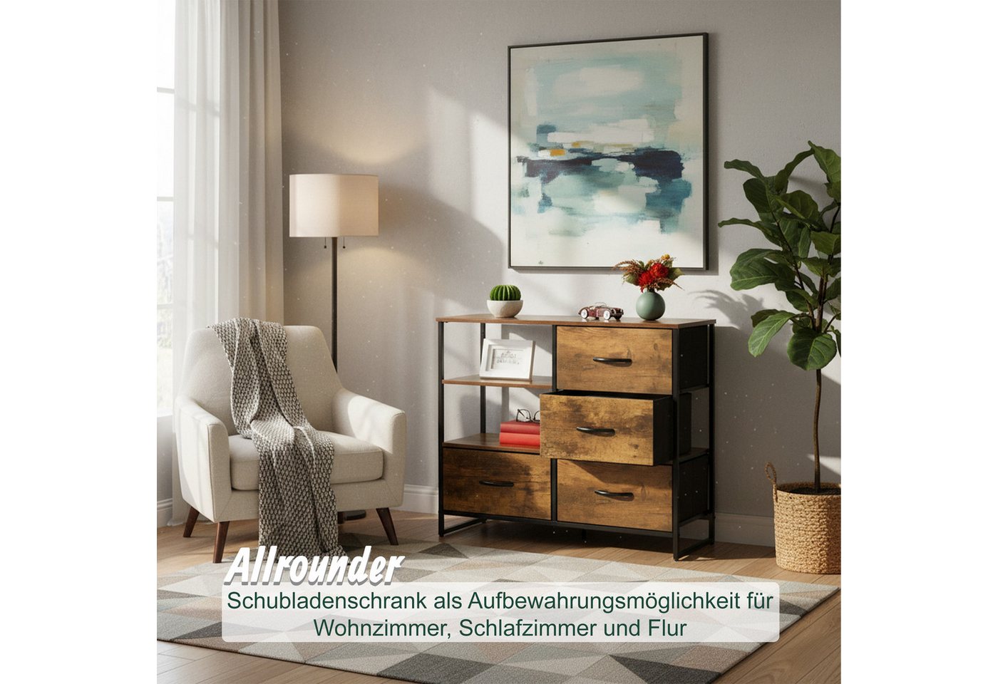 relaxdays Kommode mit Schubladen & offenen Fächern (1 St) – Bild 3 von 5