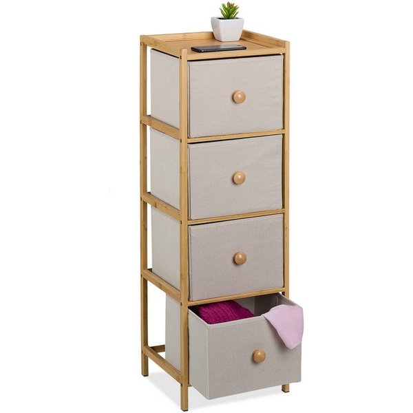 relaxdays Kommode Schmale Kommode mit 4 Schubladen (1 St), Beige