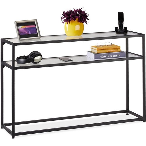 relaxdays Konsolentisch mit Glasplatte (1-St)