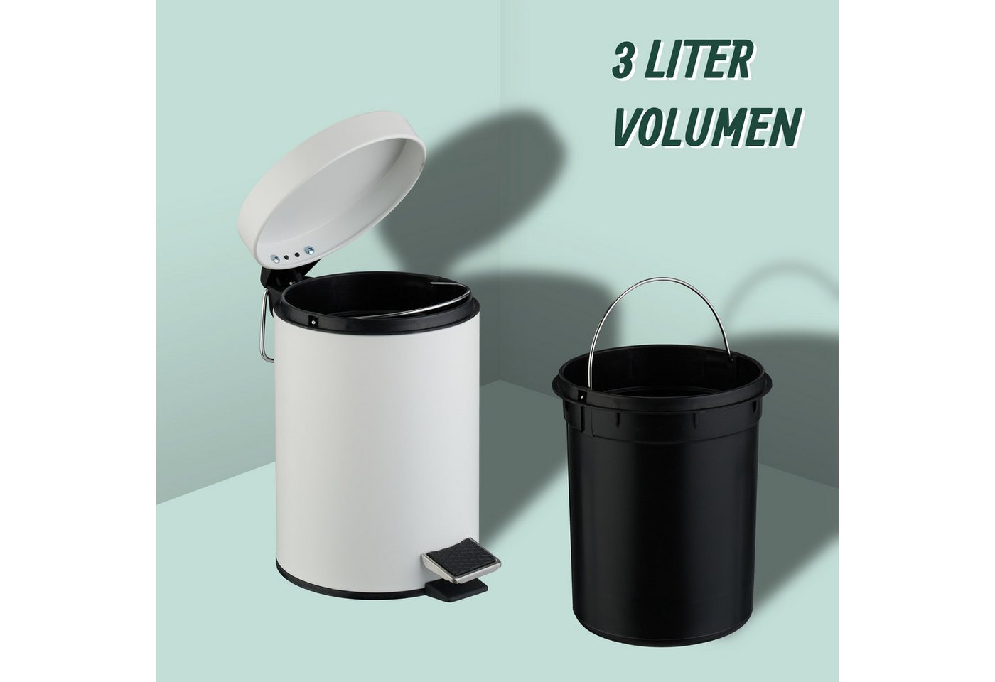 relaxdays Kosmetikeimer 3 Liter, weiß – Bild 5 von 5