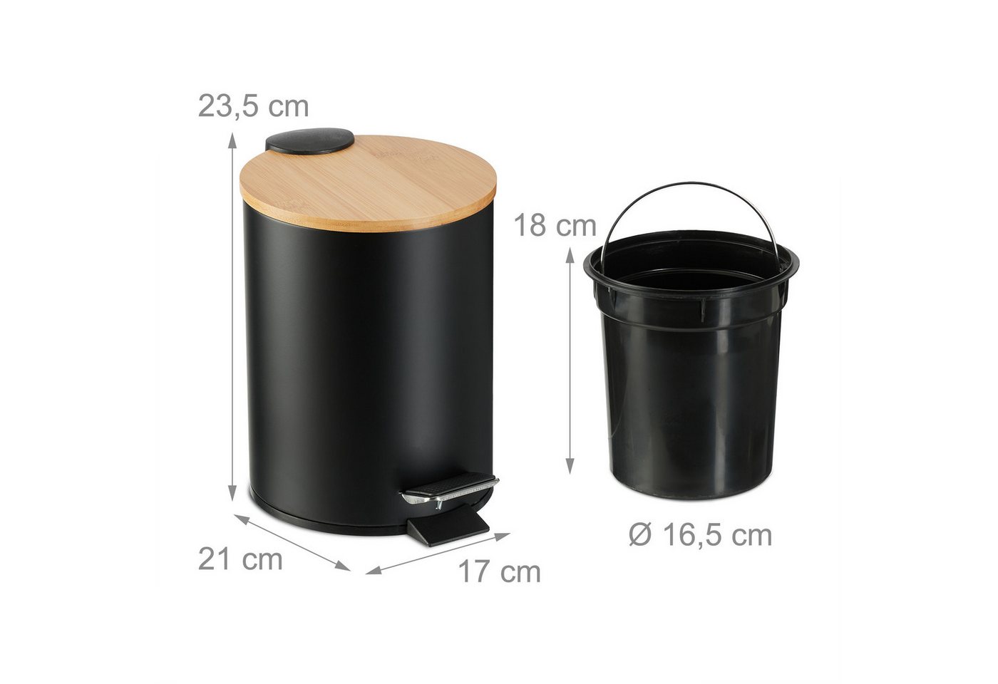 relaxdays Kosmetikeimer 3 Liter, schwarz – Bild 4 von 5
