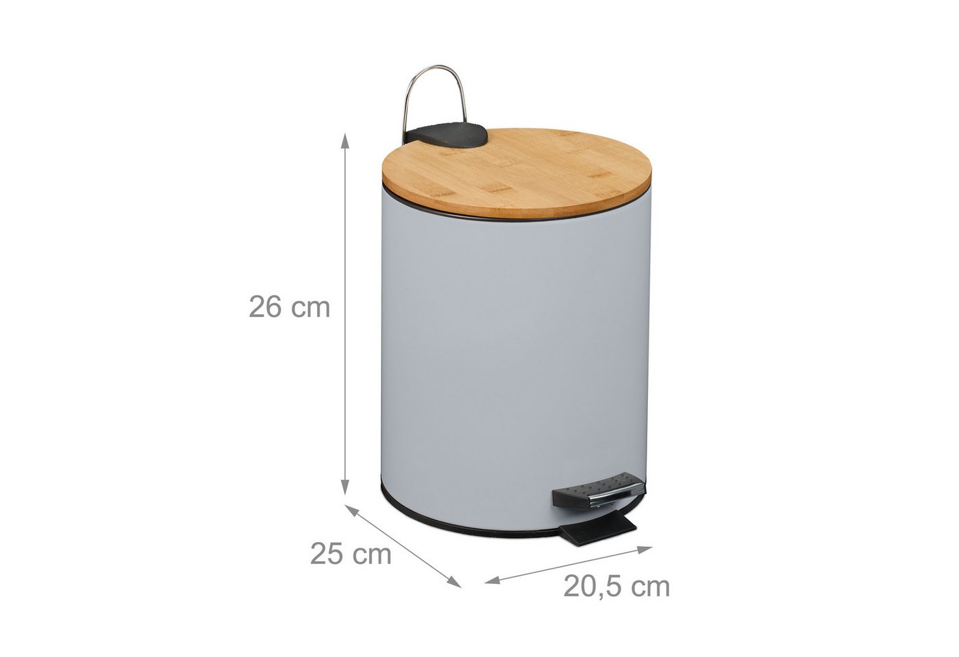relaxdays Kosmetikeimer 5 Liter, grau – Bild 4 von 5
