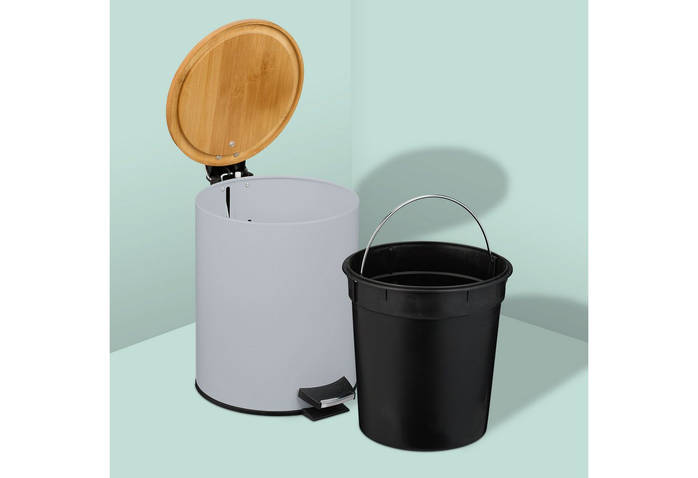 relaxdays Kosmetikeimer 5 Liter, grau – Bild 5 von 5
