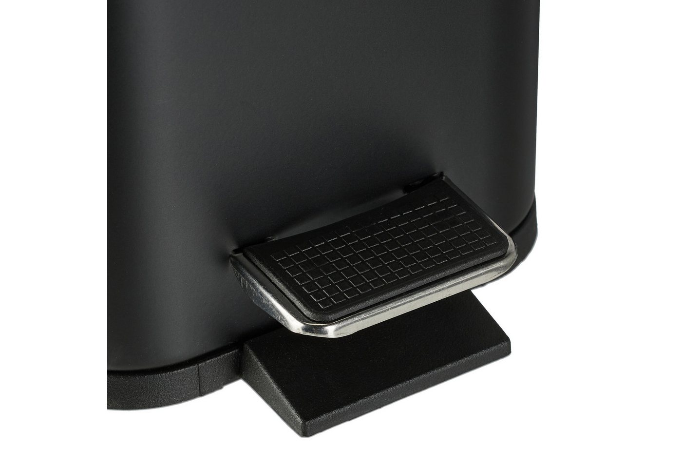 relaxdays Kosmetikeimer Bad Mülleimer 5 l mit Bambusdeckel, schwarz – Bild 5 von 5