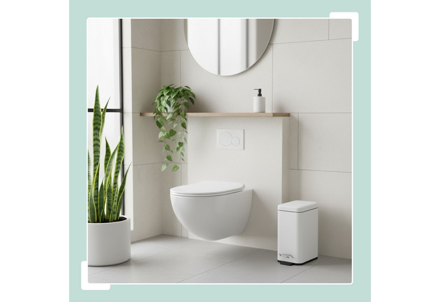 relaxdays Kosmetikeimer Bad Mülleimer 5 l Softclose, weiß – Bild 3 von 5