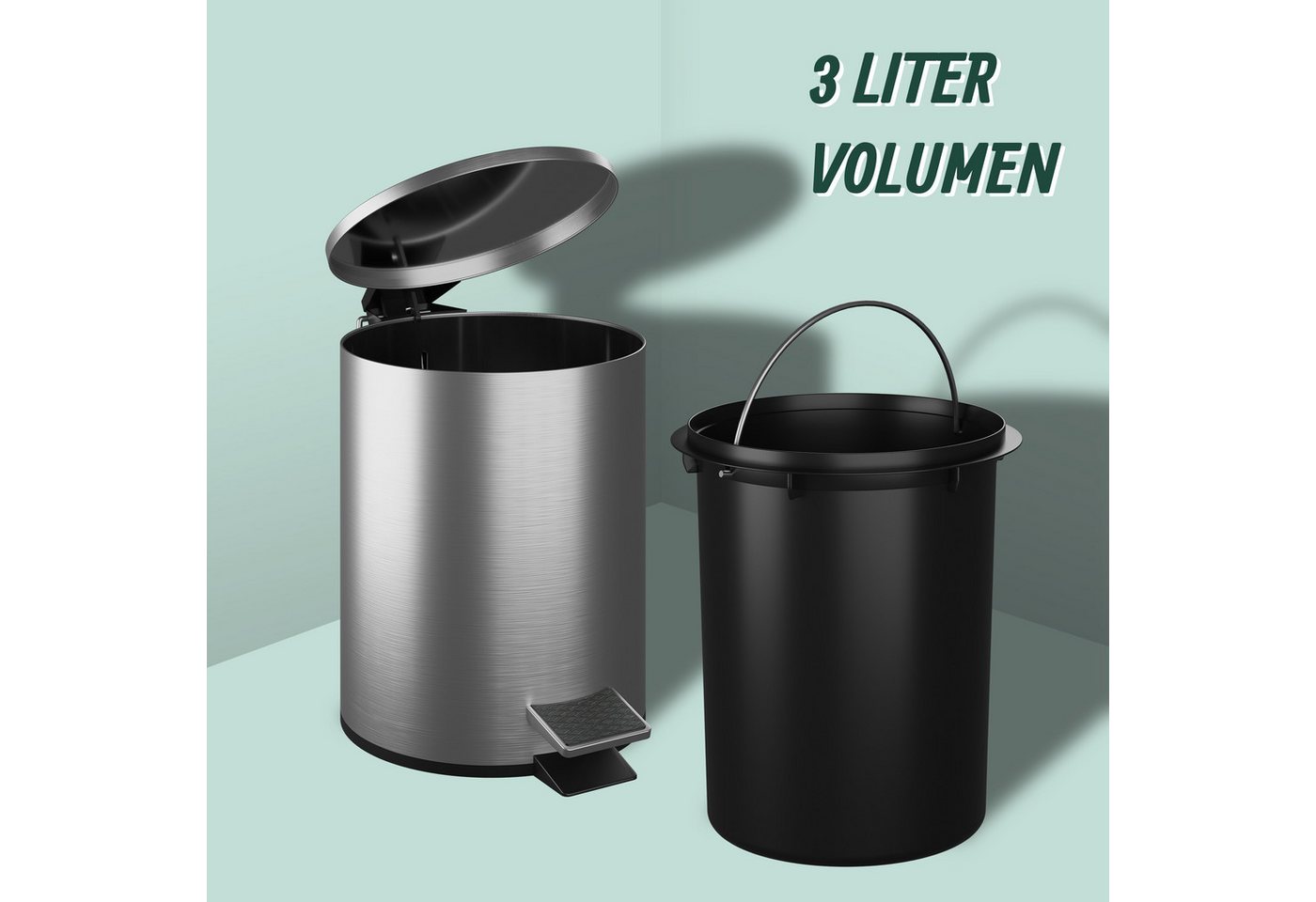 relaxdays Kosmetikeimer Edelstahl 3 Liter – Bild 5 von 5