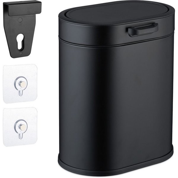 relaxdays Kosmetikeimer Hängender Mülleimer 5 Liter, schwarz