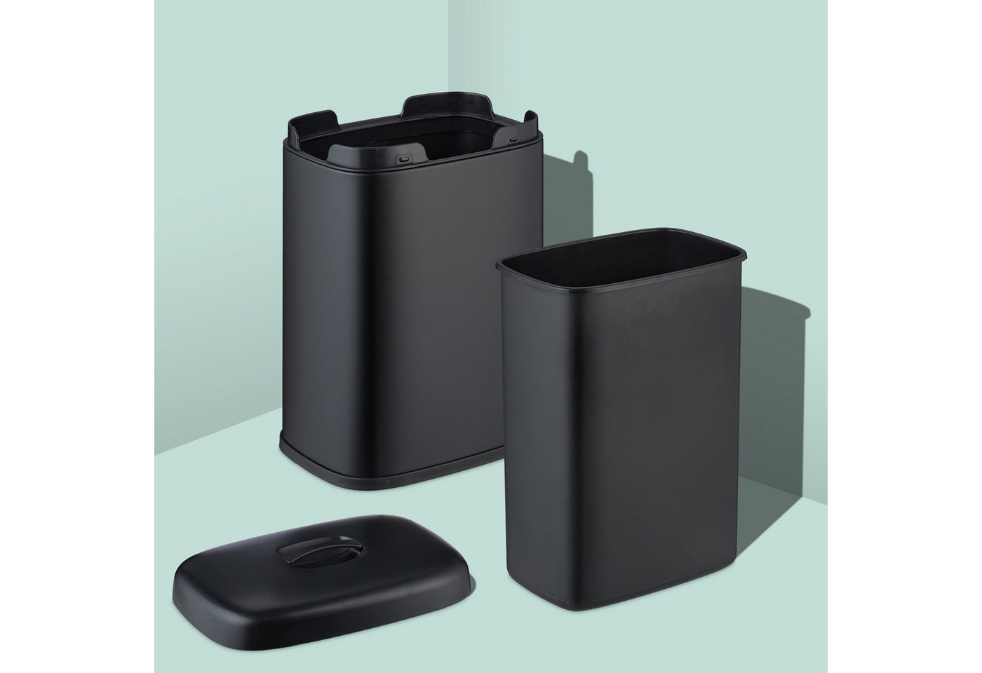 relaxdays Kosmetikeimer Hängender Mülleimer 5 Liter, schwarz – Bild 5 von 5