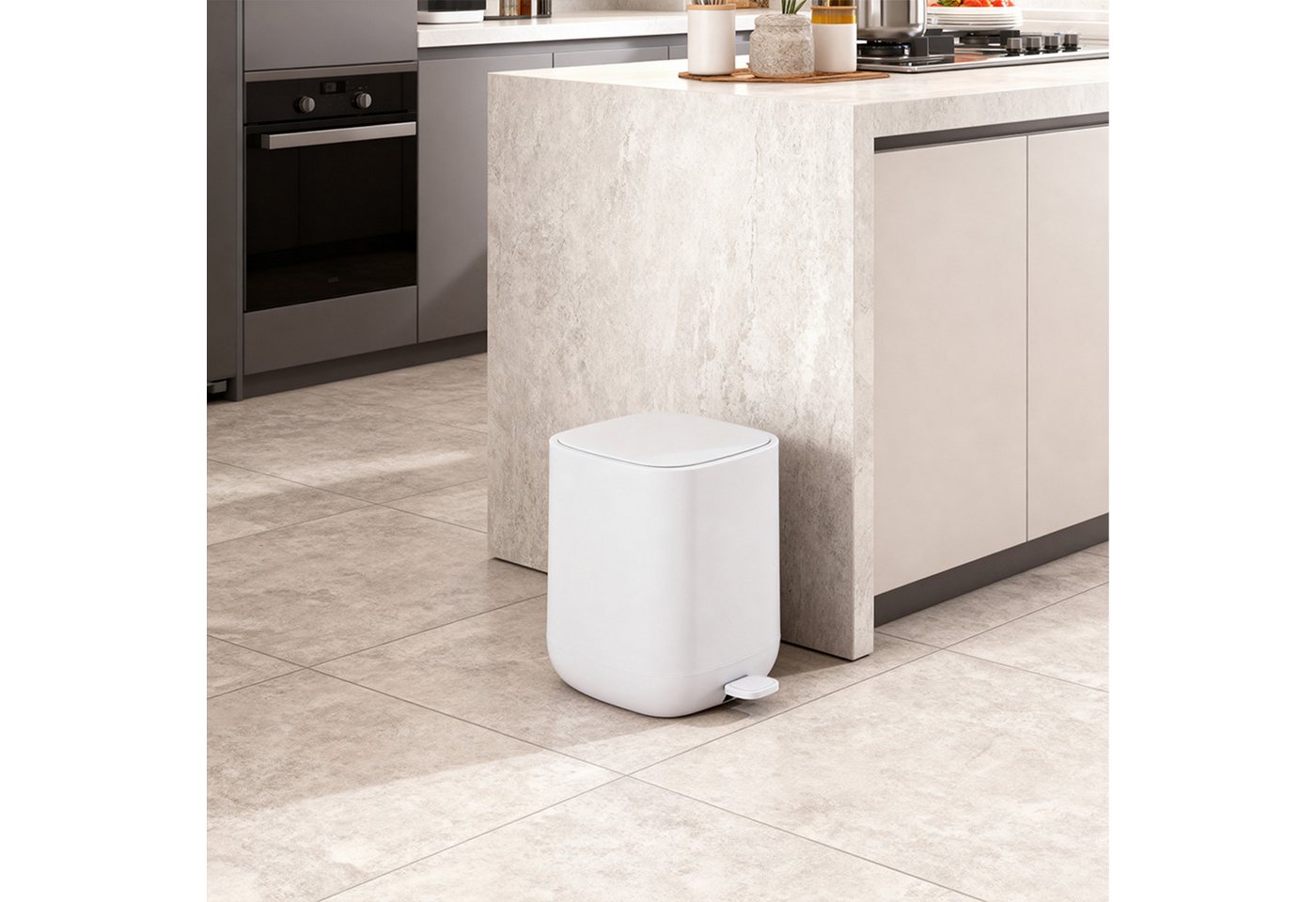 relaxdays Kosmetikeimer Mülleimer 9 Liter, Dunkelgrau – Bild 5 von 5