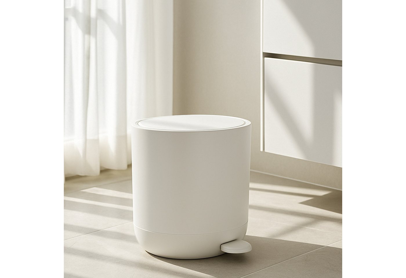 relaxdays Kosmetikeimer Mülleimer mit Softclose 7 l, weiß – Bild 2 von 5