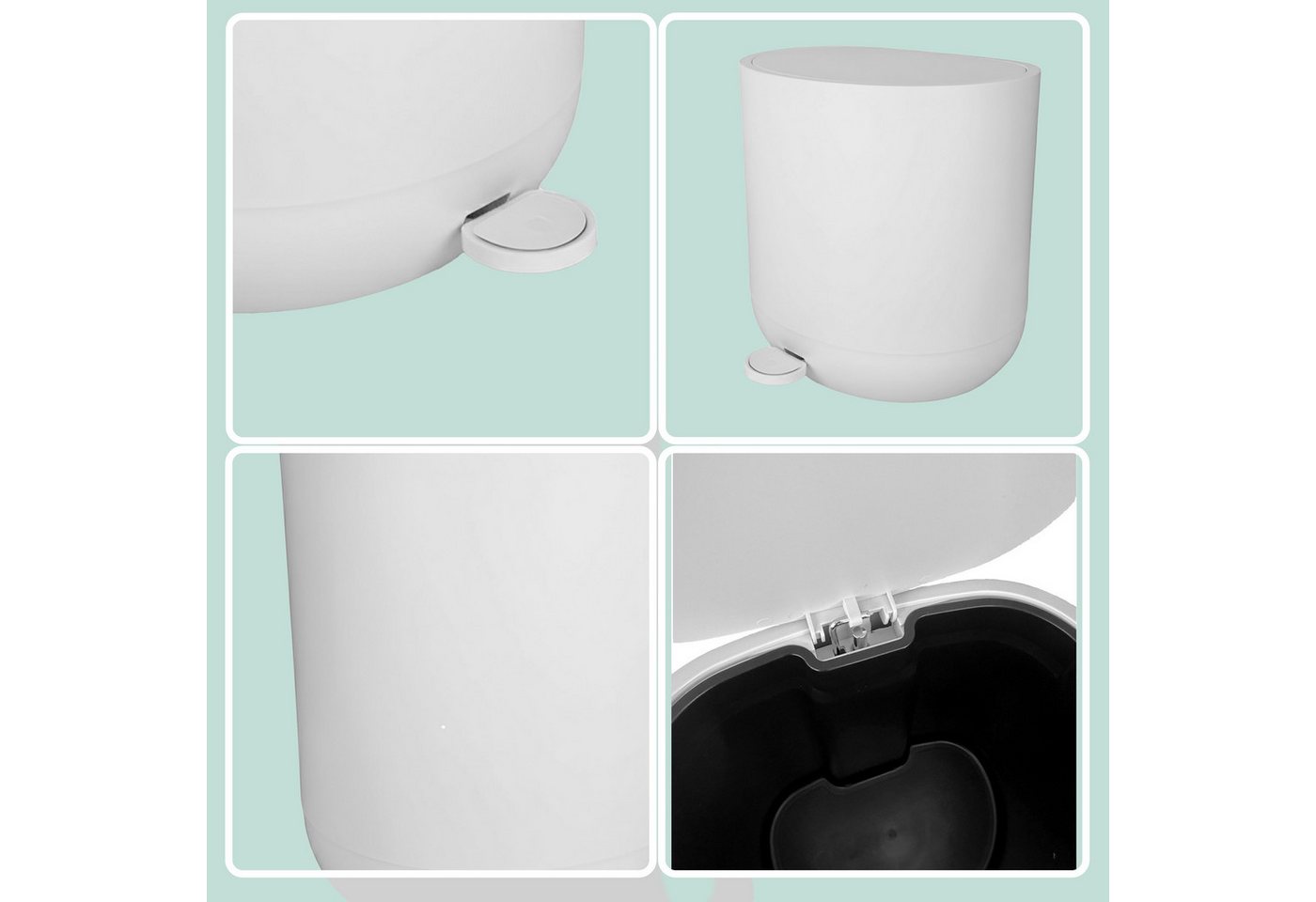 relaxdays Kosmetikeimer Mülleimer mit Softclose 7 l, weiß – Bild 4 von 5