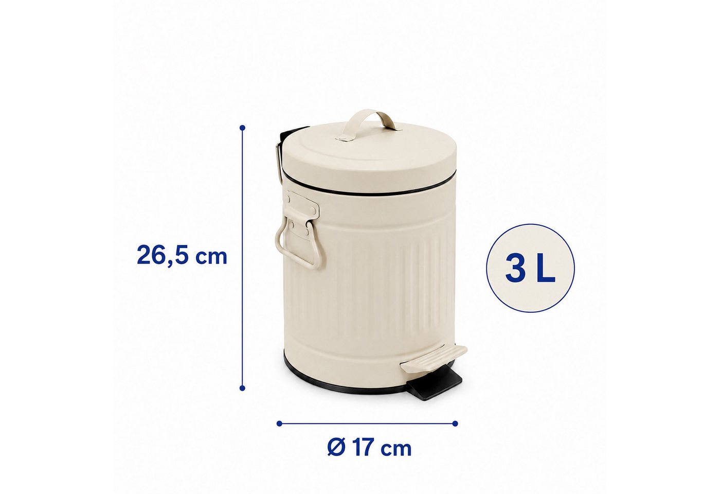 relaxdays Kosmetikeimer Retro Kosmetikeimer 3 Liter, Beige – Bild 4 von 5