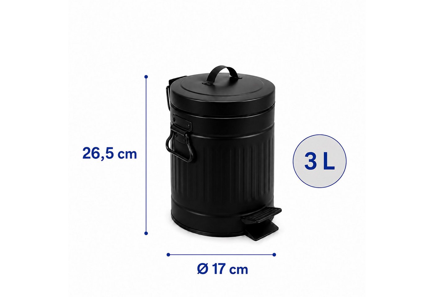 relaxdays Kosmetikeimer Retro Kosmetikeimer 3 Liter, schwarz – Bild 4 von 5