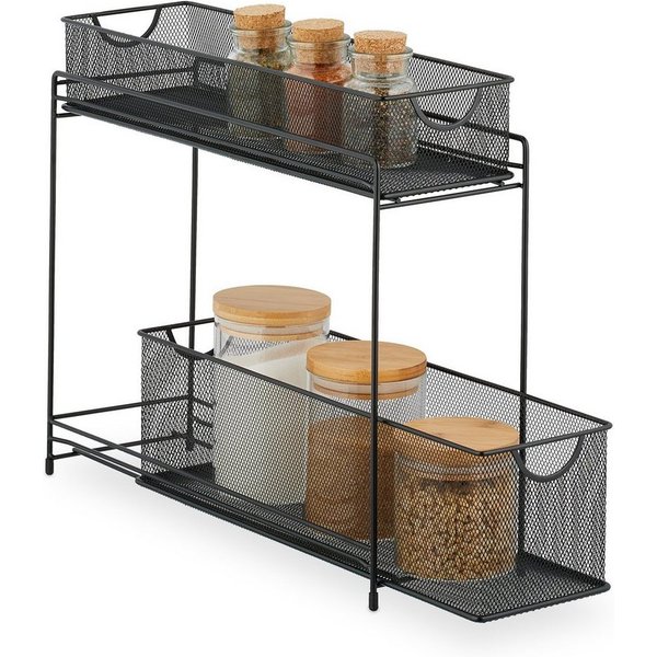 relaxdays Küchenregal Metall Küchenschrank Organizer, 1-tlg., schwarz