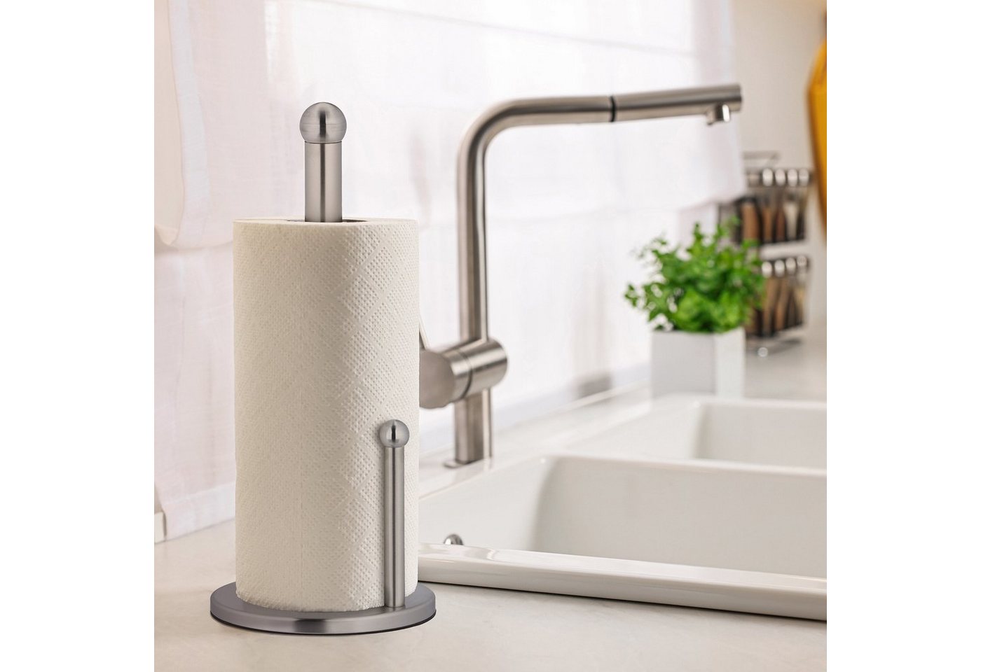 relaxdays Küchenrollenhalter aus Edelstahl, (1-St) – Bild 2 von 5