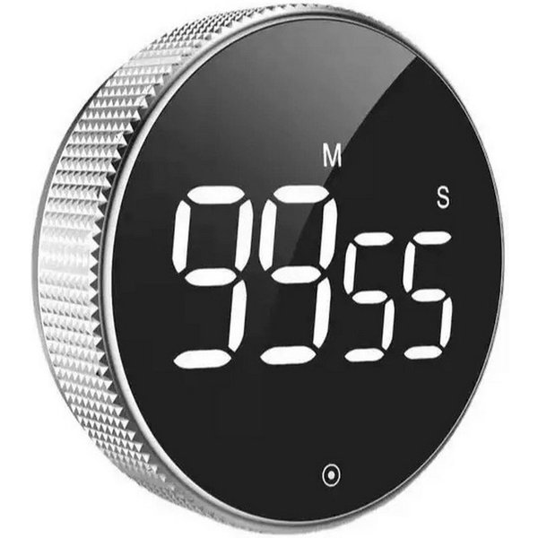 relaxdays Küchentimer Digitaler Küchentimer mit LED-Ziffern silber