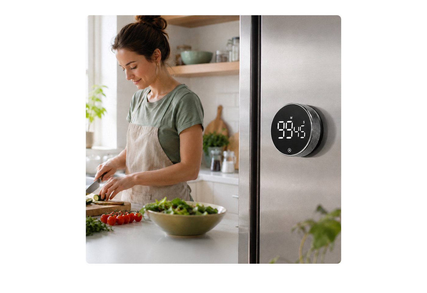 relaxdays Küchentimer Digitaler Küchentimer mit LED-Ziffern silber – Bild 2 von 5