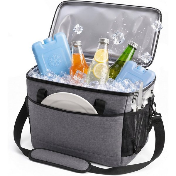 relaxdays Kühltasche mit Tragegriffen, 20 l, grau, 20 L