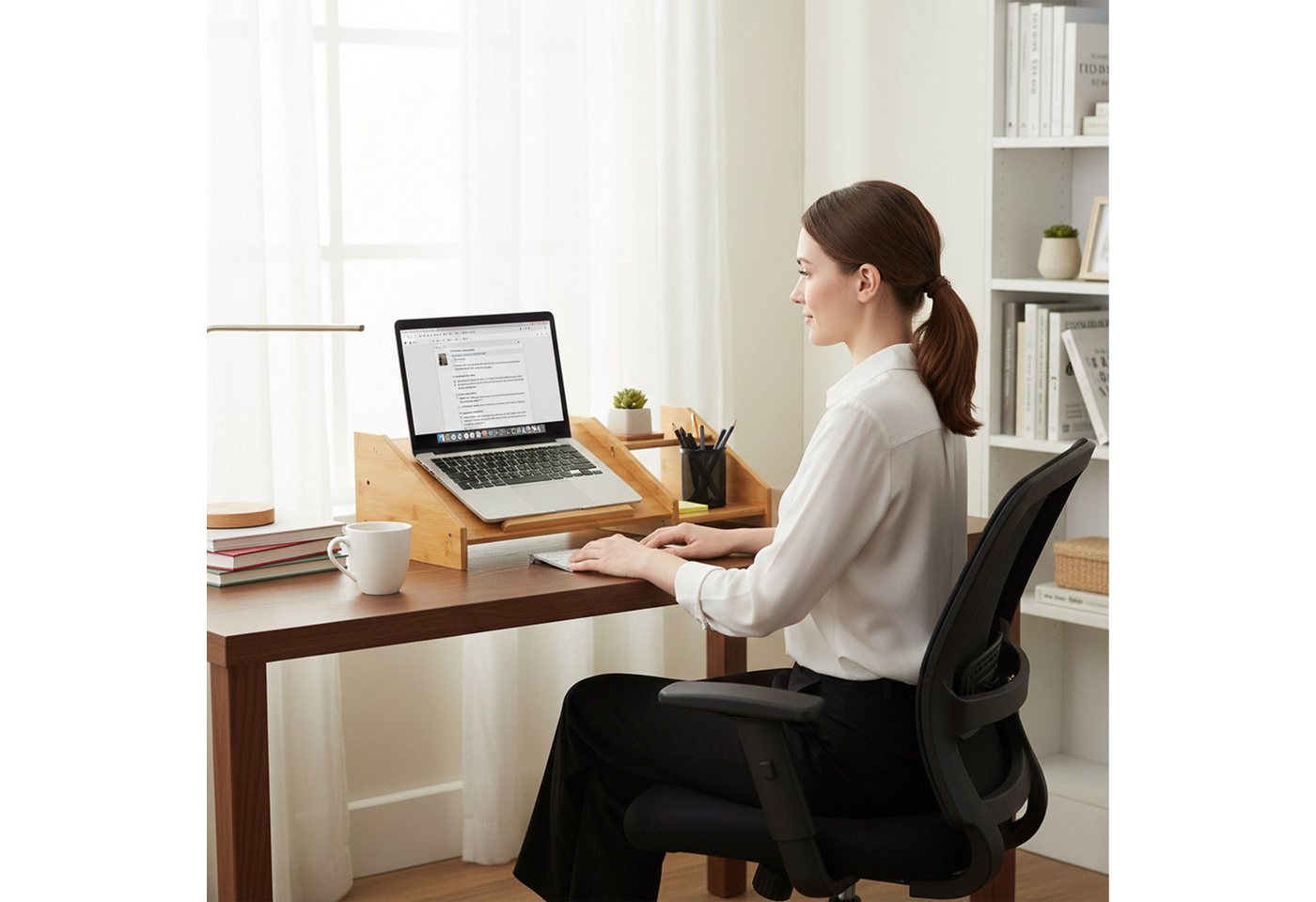 relaxdays Laptop-Ständer aus Bambus, (1-tlg) – Bild 2 von 5