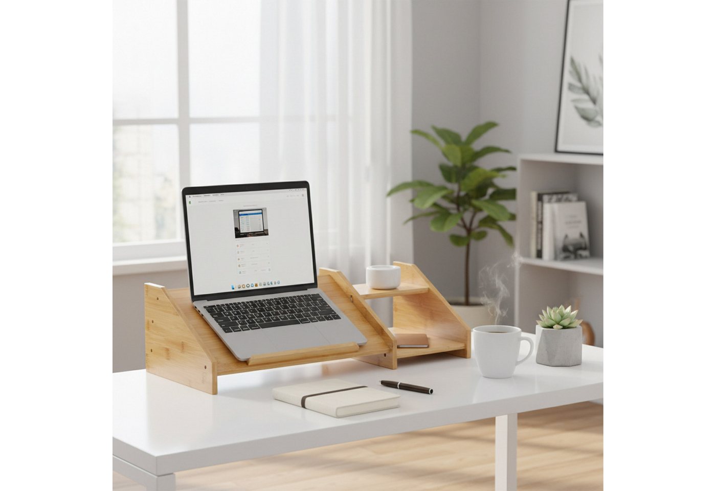 relaxdays Laptop-Ständer aus Bambus, (1-tlg) – Bild 3 von 5