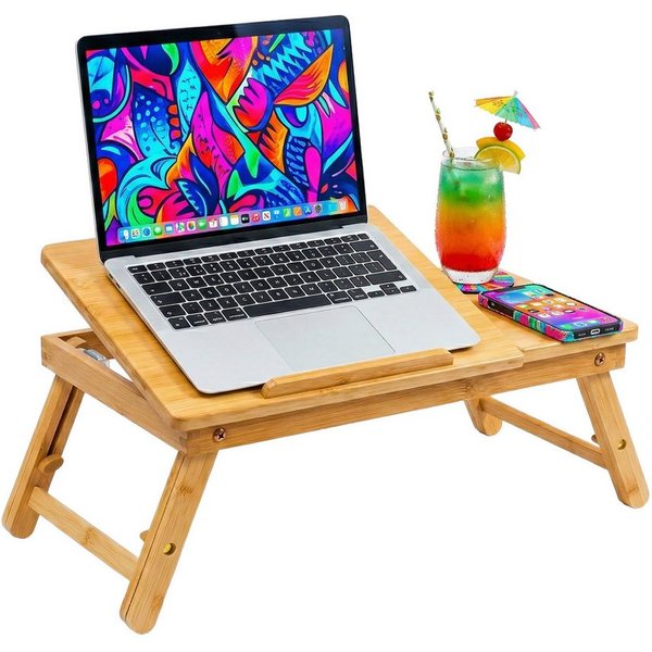 relaxdays Laptop-Ständer Bambus Laptop-Ständer Baum-Design, (bis 17.3 Zoll, 1-tlg)