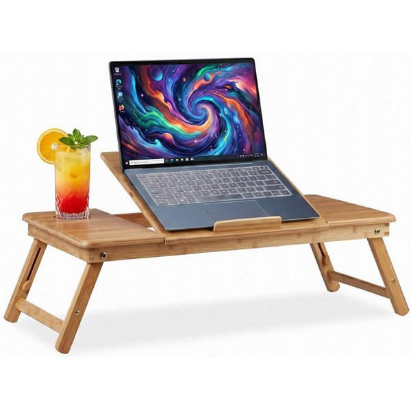 relaxdays Laptop Tablett Bambus Laptoptisch XL, Bambus, (1-tlg)