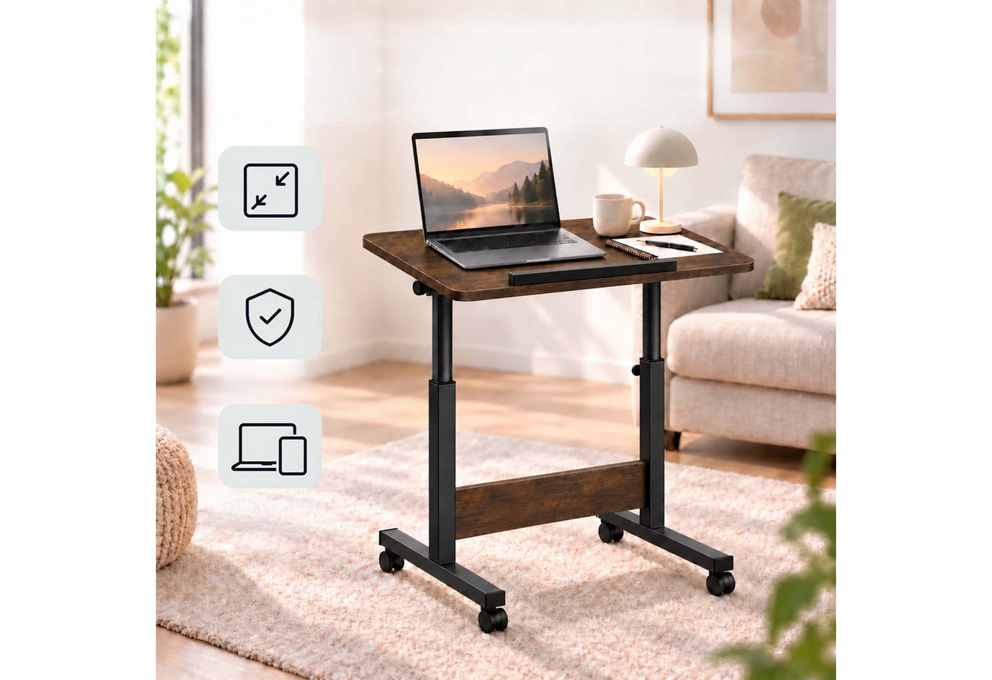 relaxdays Laptoptisch höhenverstellbar mit Rollen (1-St) – Bild 3 von 5
