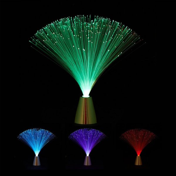 relaxdays LED Dekolicht Glasfaserlampe mit Farbwechsel, Stimmungslicht mit fließendem Farbwechsel, LED, blau, hellblau, lila, rot, hellgrün, grün