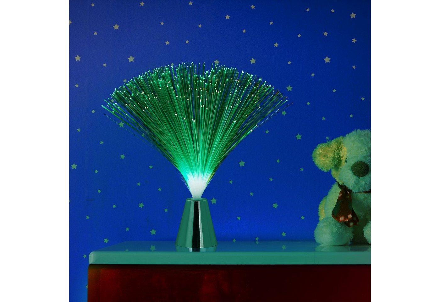 relaxdays LED Dekolicht Glasfaserlampe mit Farbwechsel, Stimmungslicht mit fließendem Farbwechsel, LED, blau, hellblau, lila, rot, hellgrün, grün – Bild 2 von 5