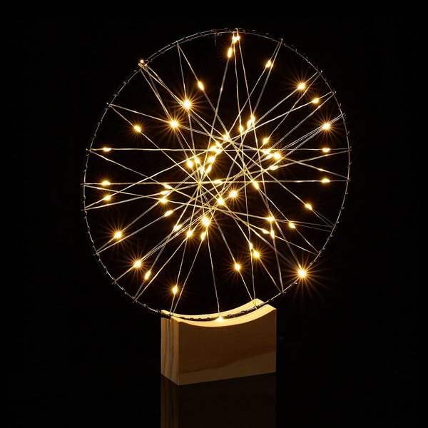 relaxdays LED Dekolicht LED Ring Deko 25 cm, Kabellose, batteriebetriebene LED-Stimmungsbeleuchtung, LED, Warmweiß