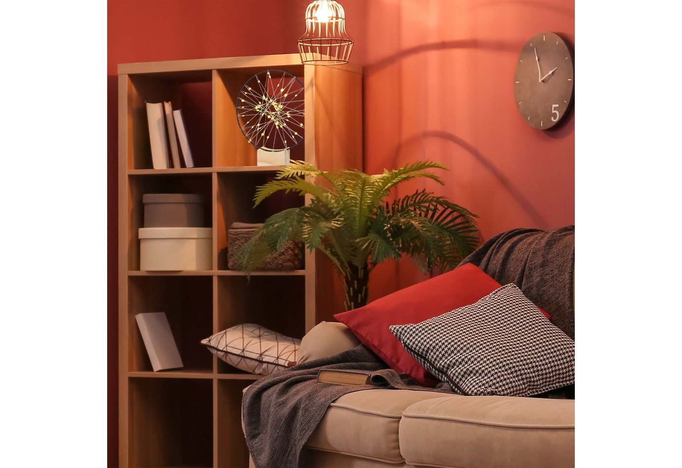 relaxdays LED Dekolicht LED Ring Deko 25 cm, Kabellose, batteriebetriebene LED-Stimmungsbeleuchtung, LED, Warmweiß – Bild 5 von 5