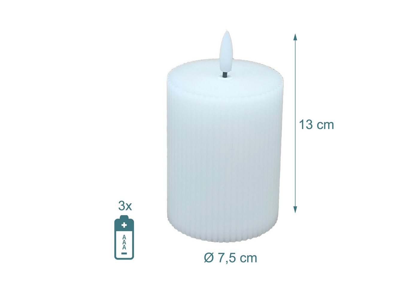 relaxdays LED-Kerze 4er Set 13 cm, Flammenlose LED-Kerzen mit flackernder Flamme, LED, warmweiß, weiß – Bild 4 von 5