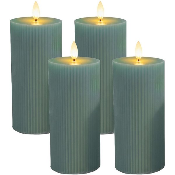 relaxdays LED-Kerze 4er Set 18 cm, Flackernde, flammenlose LED-Beleuchtung für gemütliches Ambiente, LED, Warmweiß, Khaki