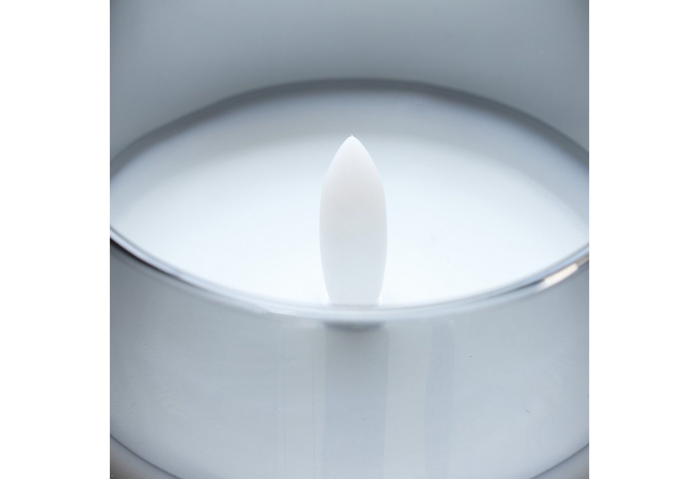 relaxdays LED-Kerze im Glas 3er Set, LED, Warmweiß, grau – Bild 5 von 5