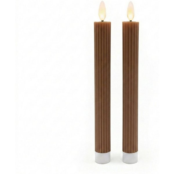relaxdays LED-Kerze LED Stabkerzen 2er Set, Timerfunktion, LED, Warmweiß, Coffee