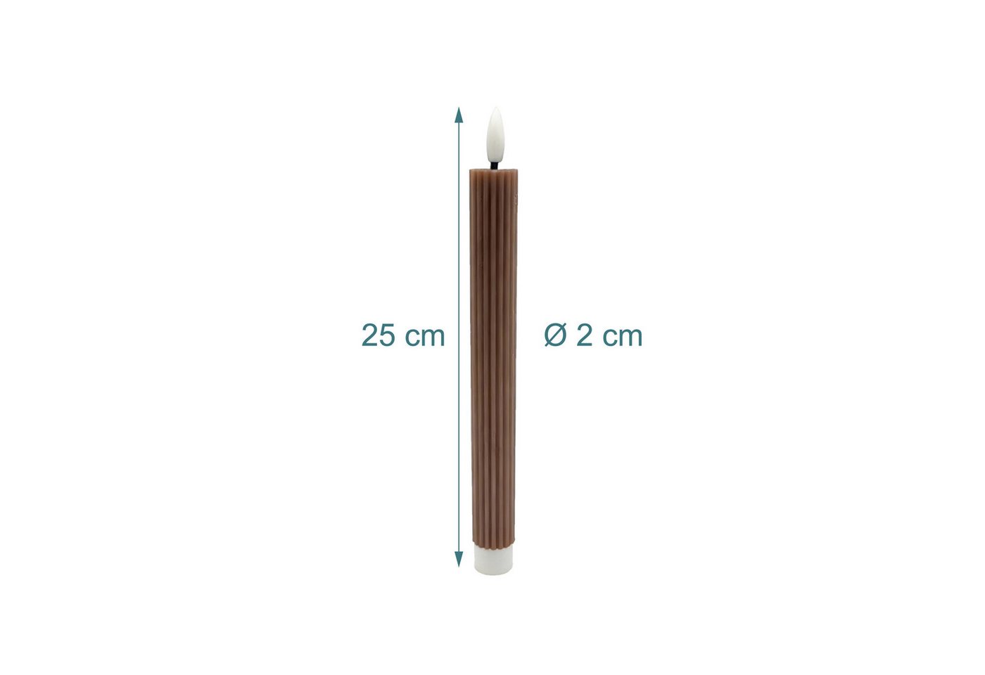 relaxdays LED-Kerze LED Stabkerzen 2er Set, Timerfunktion, LED, Warmweiß, Coffee – Bild 4 von 5