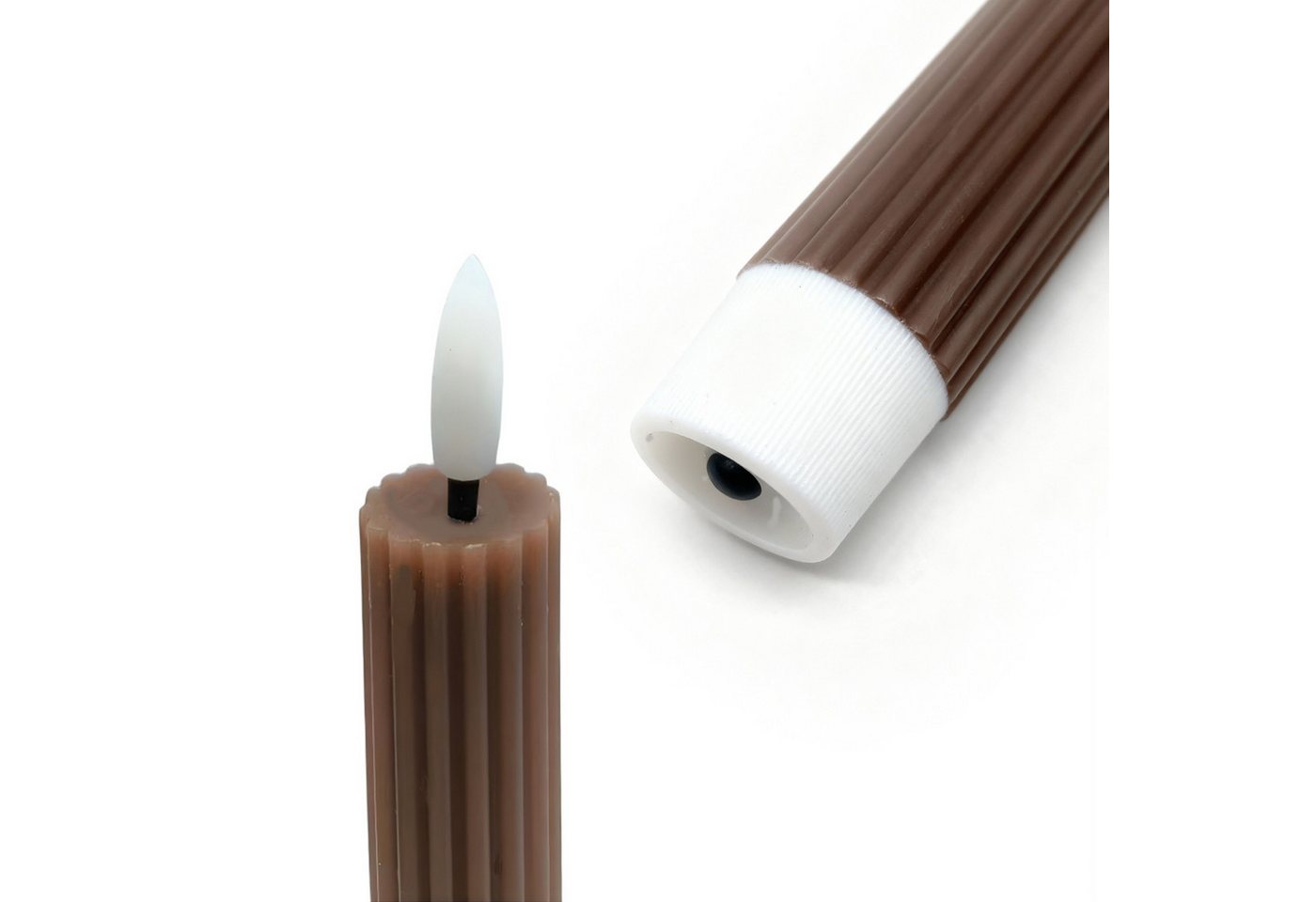 relaxdays LED-Kerze LED Stabkerzen 2er Set, Timerfunktion, LED, Warmweiß, Coffee – Bild 5 von 5