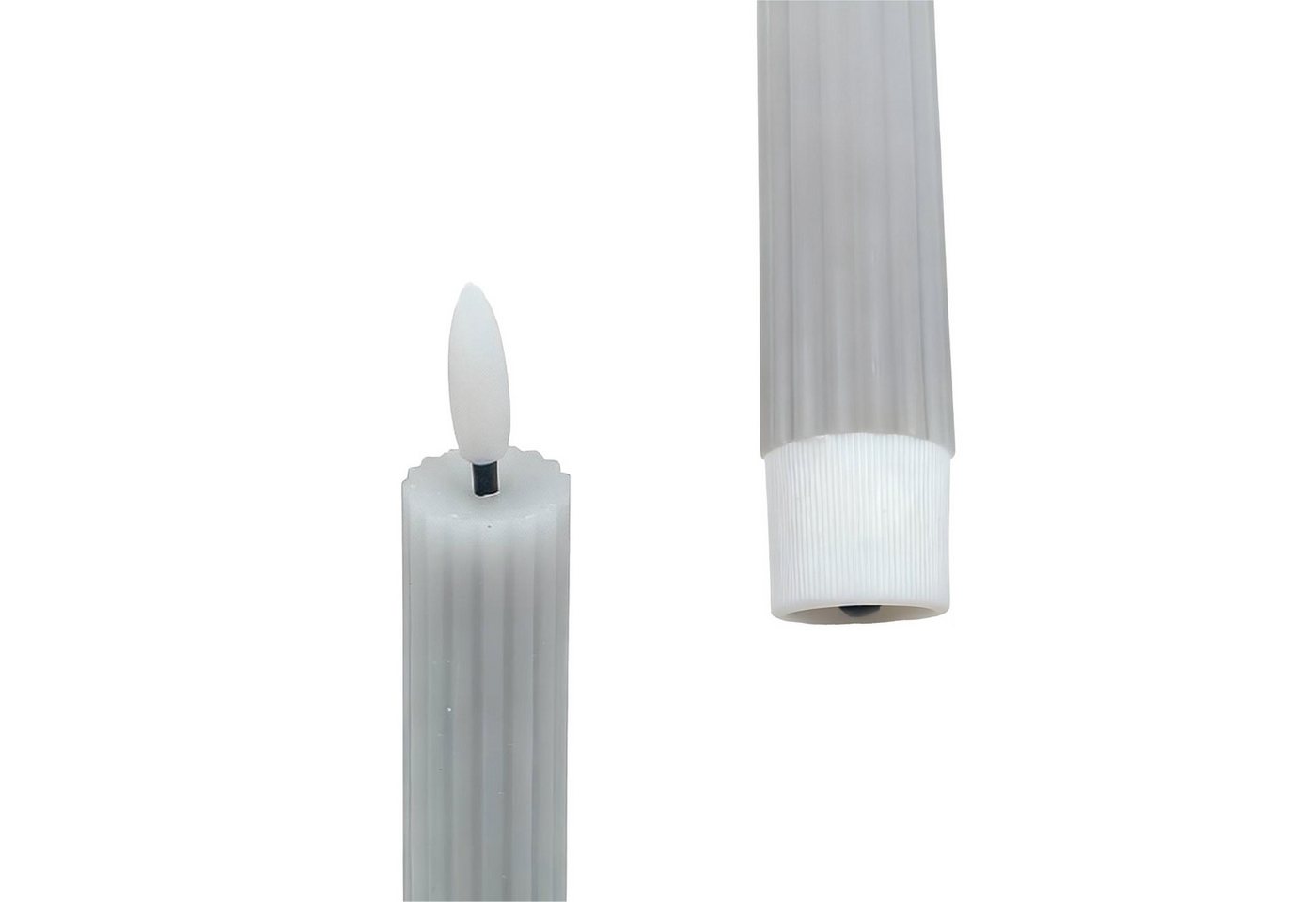 relaxdays LED-Kerze LED Stabkerzen 4er Set, Flackernde LED-Flamme mit Timerfunktion für stimmungsvolle Beleuchtung, LED, Warmweiß, Hellgrau – Bild 5 von 5