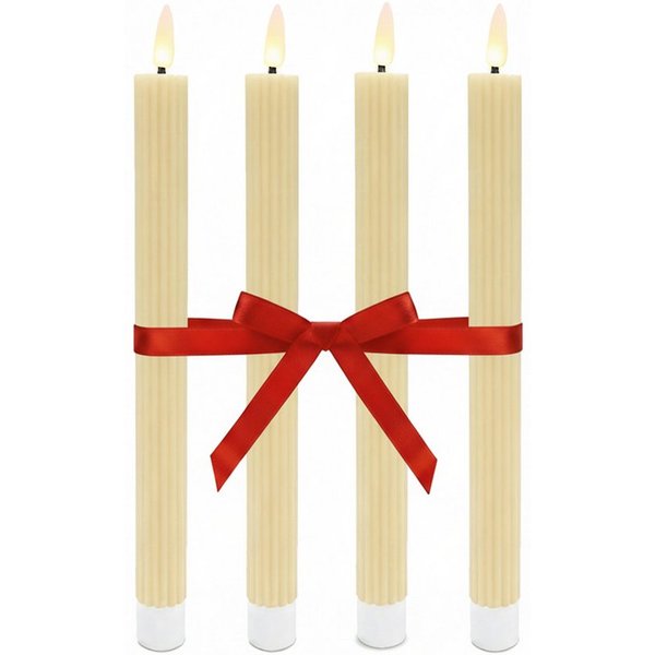 relaxdays LED-Kerze LED Stabkerzen 4er Set, Praktische Timerfunktion, LED, warmweiß, Beige