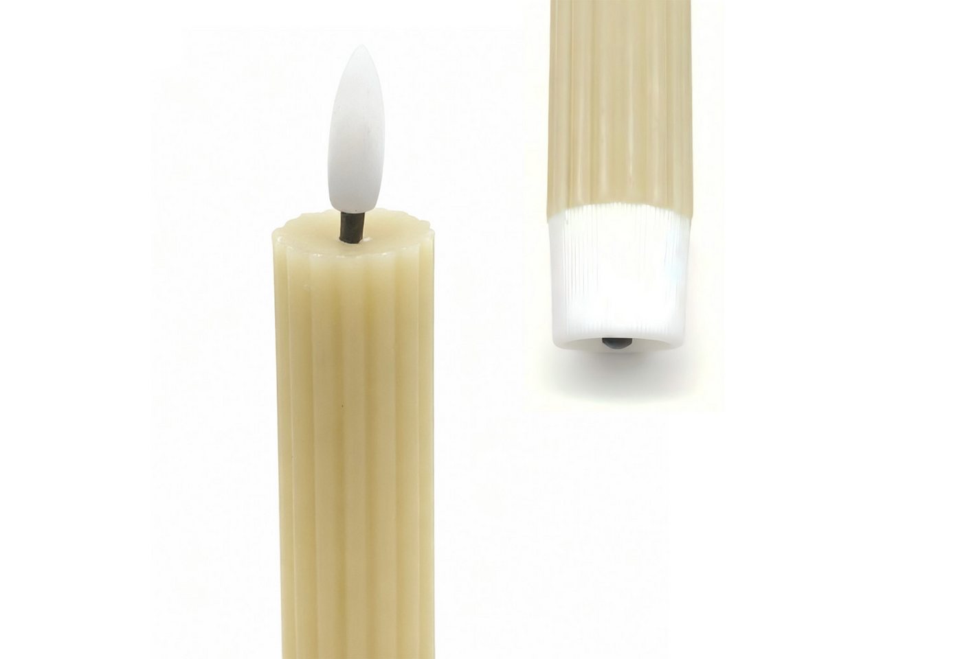 relaxdays LED-Kerze LED Stabkerzen 4er Set, Praktische Timerfunktion, LED, warmweiß, Beige – Bild 5 von 5